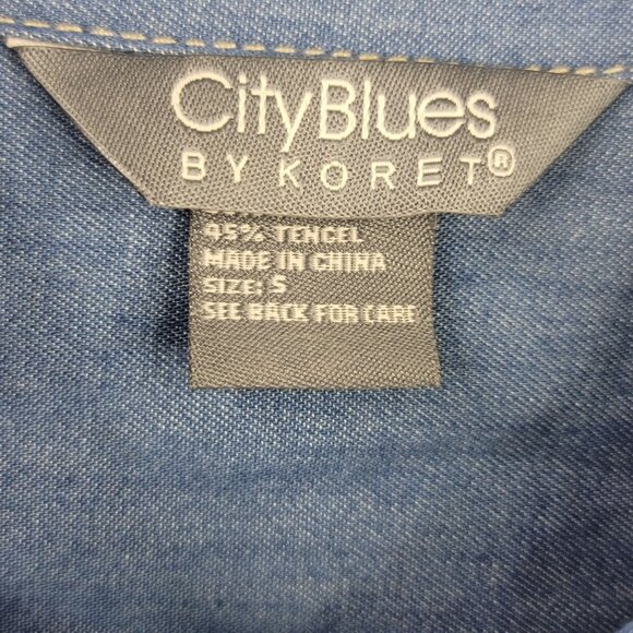 2000s CityBlues By Koret Embroidered Denim Shirt S NWT Vintage Deadstock - Picture 4 of 11